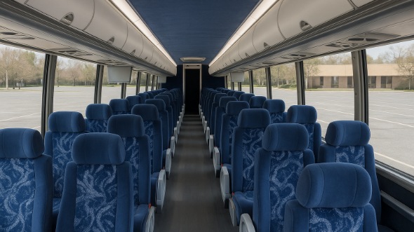 Interior of Charter Bus Company Athens's 54 Passenger Charter Bus in Athens