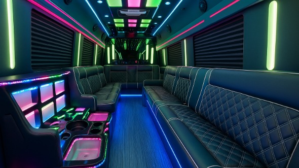 Interior of Charter Bus Company Atlanta's Party Bus in Atlanta